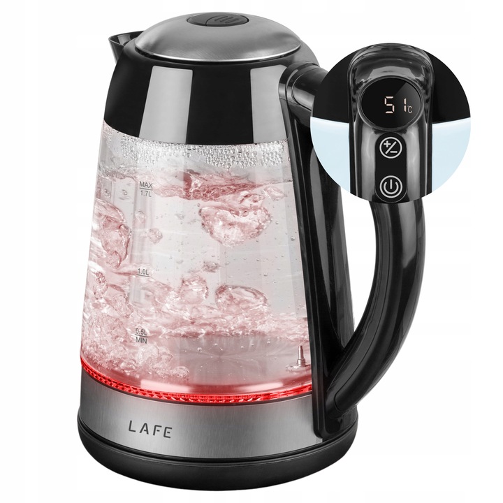 CZAJNIK ELEKTRYCZNY BEZPRZEWODOWY 1,7l 2200W SZKLANY LED REGULACJA