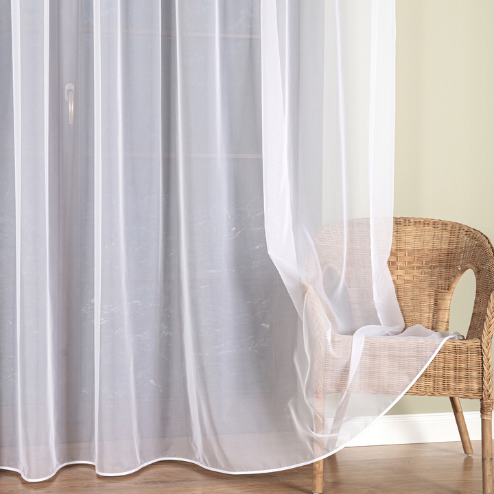 FIRANA GOTOWA BIAŁA WOAL Z LAMÓWKA NA TAŚMIE DO SALONU SYPIALNI 400x250 cm