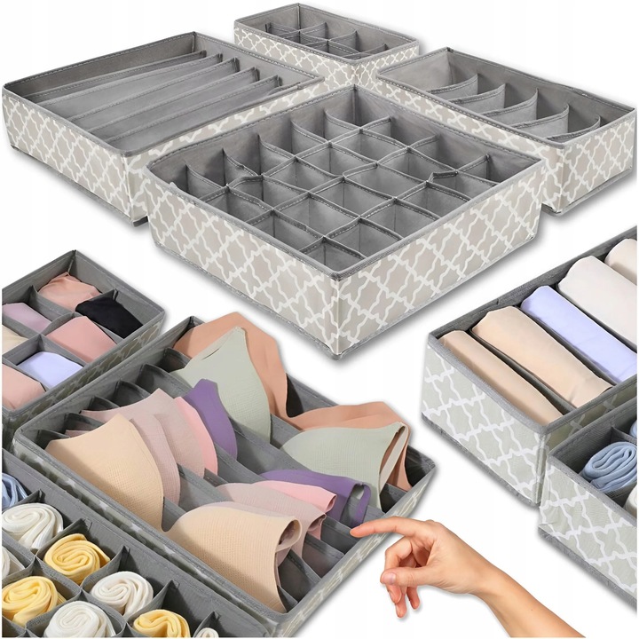 4x ORGANIZER NA BIELIZNĘ SKARPETKI UBRANIA DO SZUFLADY SZAFY ZESTAW