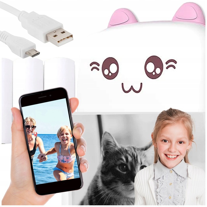 Mini Drukarka Termiczna DRUKUŚ ORYGINALNY Do Zdjęć Przenośna + 11 ROLEK