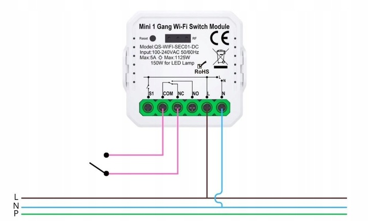 Sterownik Przekaźnik WiFi TUYA BEZNAPIĘCIOWY Smart