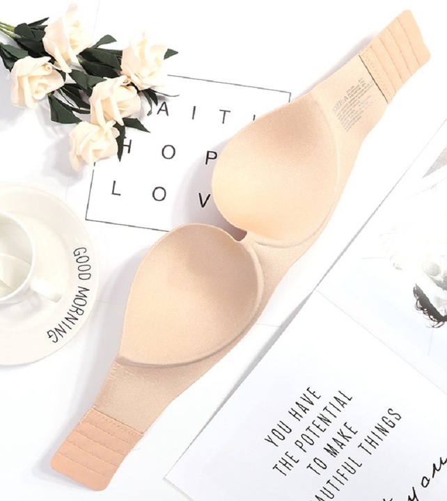 BIUSTONOSZ BARDOTKA PUSH UP BEZ RAMIĄCZEK FISZBIN SILIKONOWY TYŁ DAMSKI B