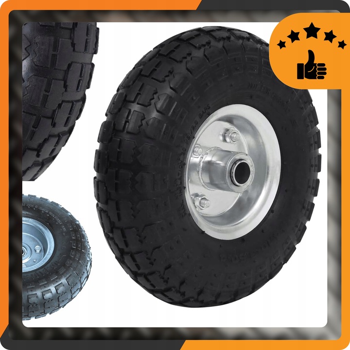 Koło do wózka taczek 4PR 4.10 3.50-4 260x80 łożysko fi 16mm pompowana