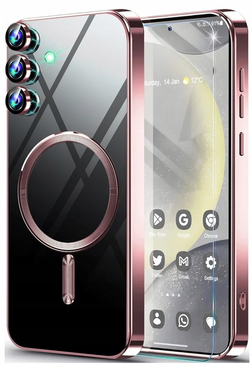 ETUI MAGSAFE GLAMOUR CLEAR CASE do SAMSUNG GALAXY S24 FE 5G SZKŁO HARTOWANE