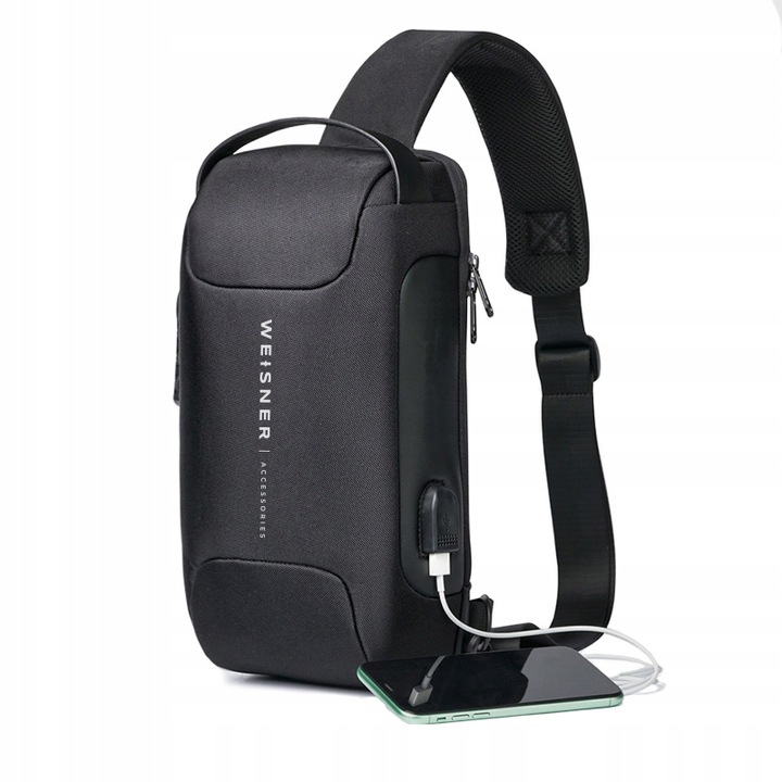 TORBA SASZETKA MĘSKA NERKA PLECAK ANTYKRADZIEŻ USB