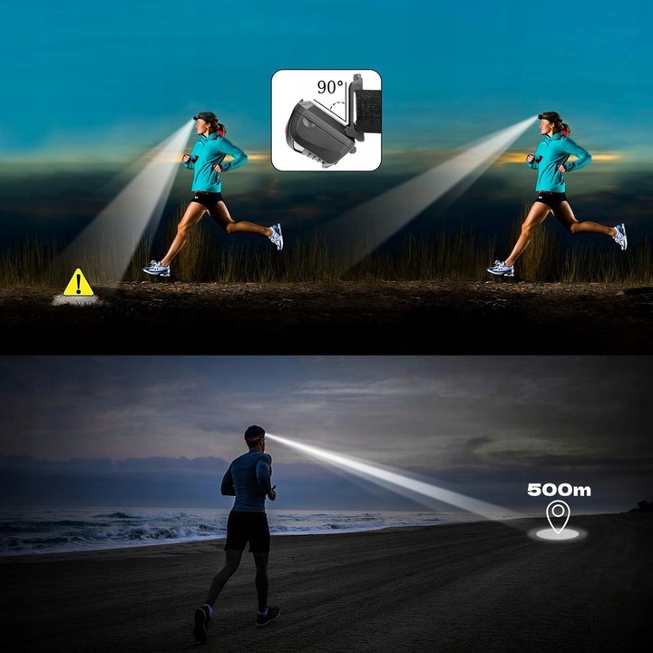 MOCNA LATARKA CZOŁOWA 1000lm 10W CZOŁÓWKA 6 TRYBÓW AKUMULATOR 500m ZOOM MOC