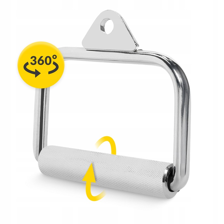 UCHWYT DO WYCIĄGU ATLASU POJEDYNCZY OBROTOWY STALOWY RYFLOWANY PLECY BICEPS