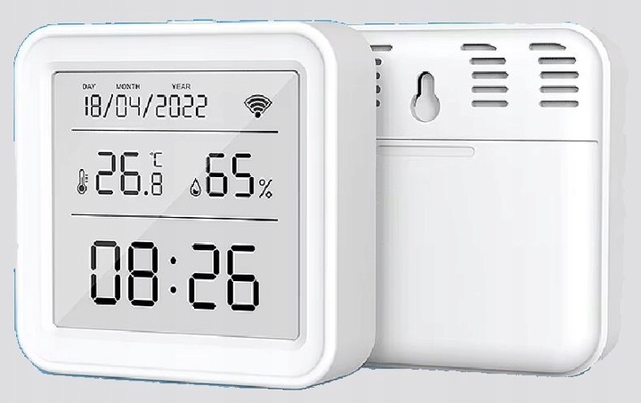 Termometr Czujnik Temperatury Wilgotności i Zegar TUYA SMART LIFE WIFI LCD