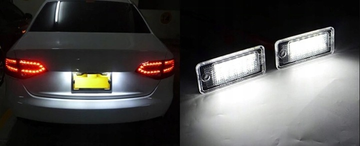 PODŚWIETLENIE LAMPKI LED TABLICY REJESTRACYJNEJ AUDI A3 8P A4 B6 B7 A6 C6
