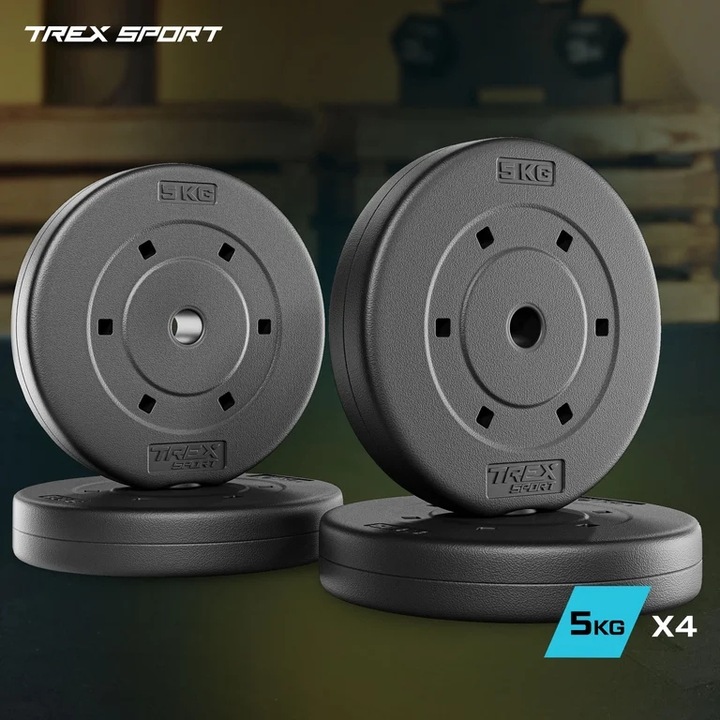 Zestaw obciążeń 4x5kg talerz obciążenie bitumiczne krążek 20kg Trex Sport