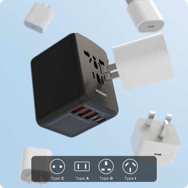 VOOMY Y30 Adapter Podróżny 3x USB-A 2x USB-C