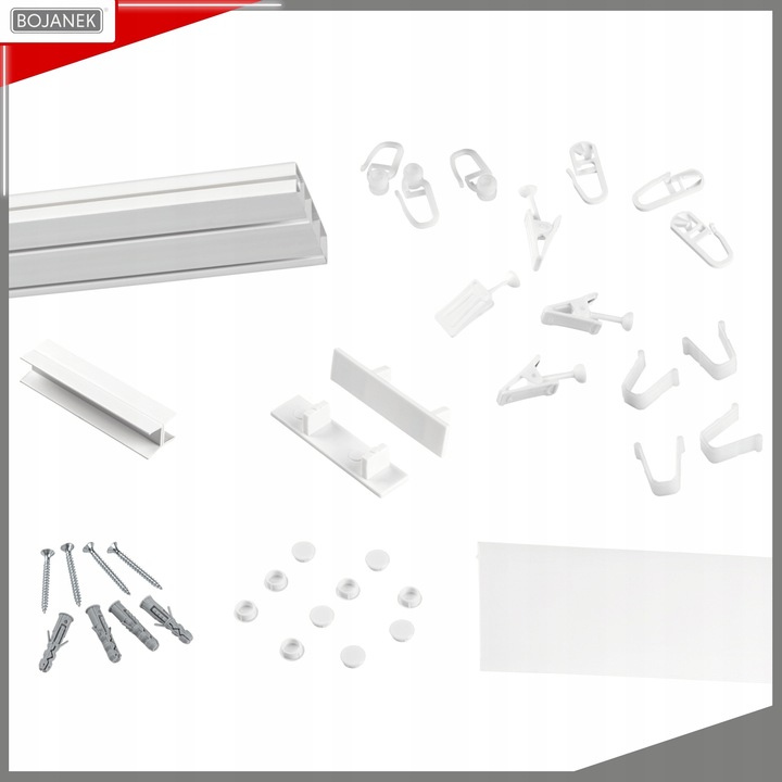 KARNISZ Podwójny z Maskownicą Szyna Sufitowa PCV Biała 300cm z Osłoną