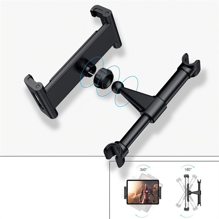 UCHWYT DO SAMOCHODU NA TELEFON TABLET na ZAGŁÓWEK REGULOWANY WYTRZYMAŁY 360