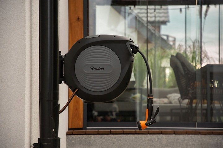 BĘBEN ZWIJACZ NA WĄŻ OGRODOWY AUTOMATYCZNY ZWIJACZ + 30M WĘŻA BLACK LINE