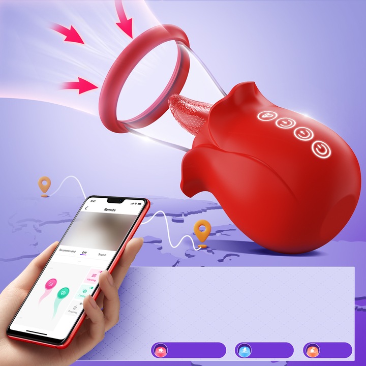 Wibratory różane z 7 stymulatorami łechtaczki do ssania i lizania sutków