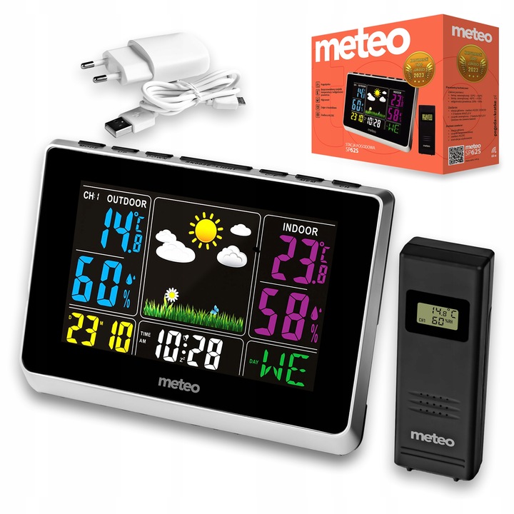 STACJA POGODOWA Z DCF METEO S62S POGODYNKA HIGROMETR CZUJNIK