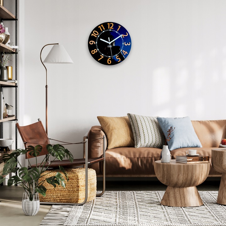 Zegar ścienny EROS 3D cichy czytelny bambus 28 CM