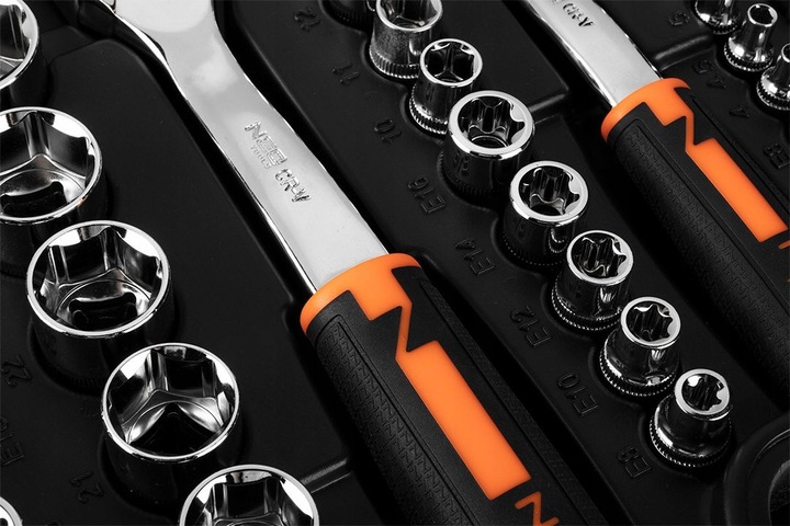 NEO ZESTAW KLUCZE NASADOWE 1/2" 3/8" 1/4" 219ele CRV PŁASKIE TORX