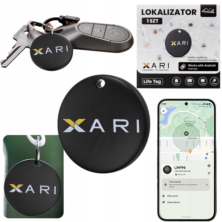 Lokalizator GPS Life Tag Lifemate XARI Android do plecaka kluczy