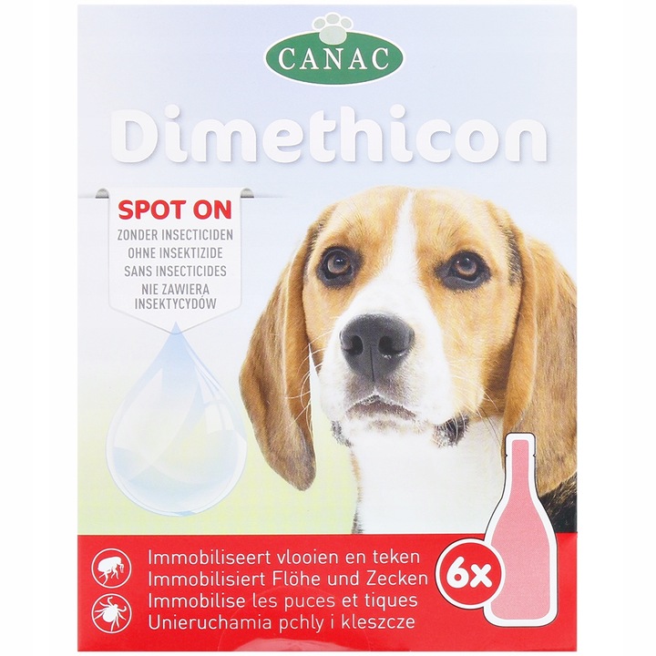 KROPLE NA PCHŁY I KLESZCZE dla kota kotów preparat DIMETHICON 6 DAWEK CANAC