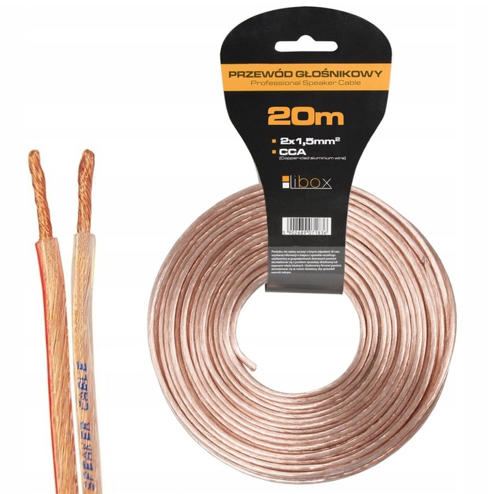 KABEL PRZEWÓD GŁOŚNIKOWY DWUŻYŁOWY CAR HI-FI AUDIO 2 x 1,5mm CCA HQ 20