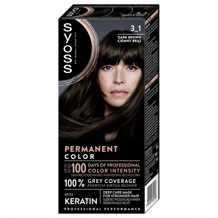 Syoss Farba do Włosów Trwała Permanent Color 3-1 Ciemny brąz 2 szt.
