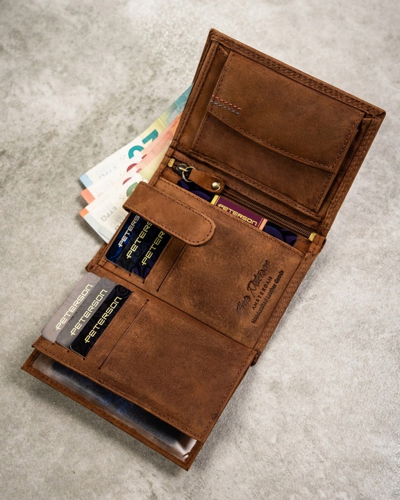 Peterson pionowy portfel męski skóra naturalna
