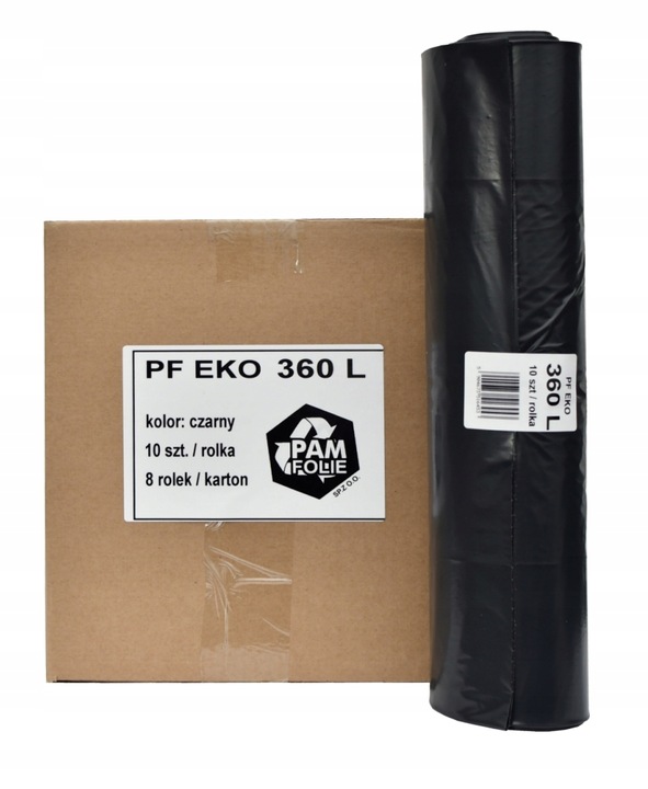 WORKI NA ŚMIECI 360L 100szt Uniwersalne Mocne Grube Czarne Duże Pam Folie