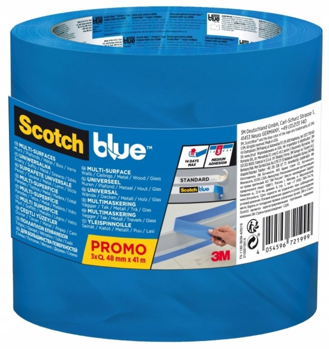 3 SZT SCOTCH BLUE TAŚMA MALARSKA UNIWERSALNA 48mm x 41m