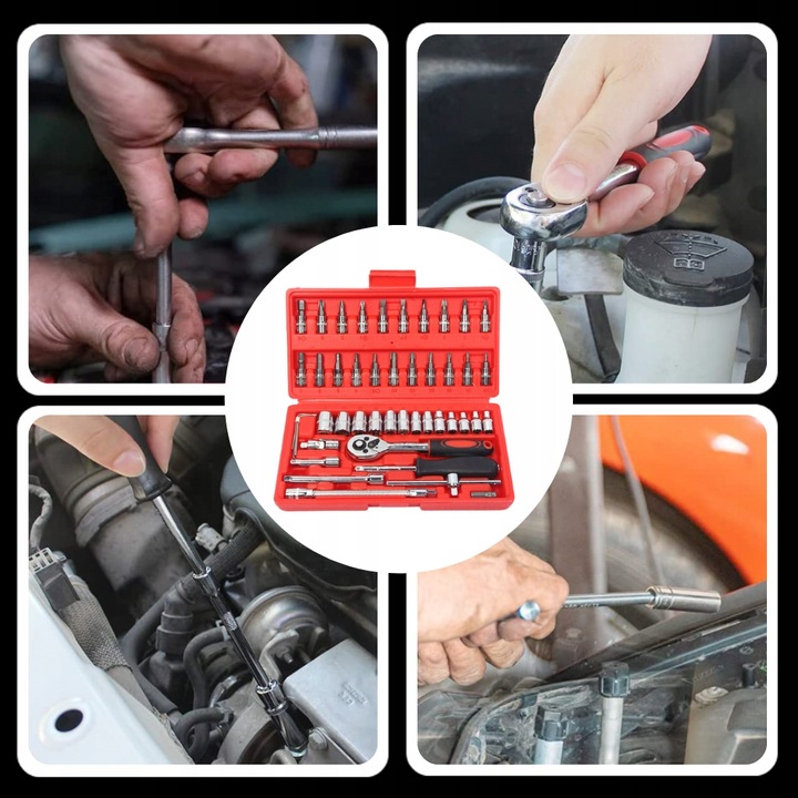 ZESTAW KLUCZY NASADOWYCH KLUCZE NASADOWE 46el TORX WKRĘTAKI IMBUSY