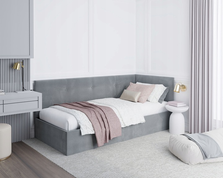 Łóżko młodzieżowe FREDDY z pojemnikiem podnoszonym 90x200 tapicerowane