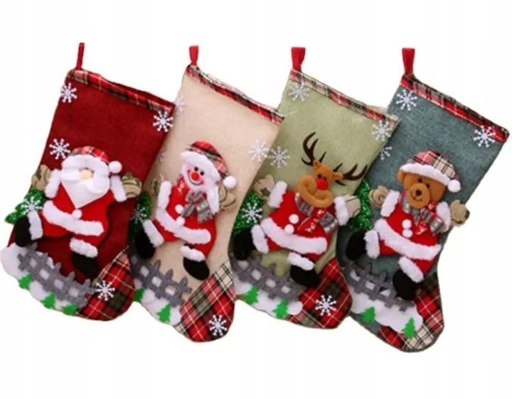 4X SKARPETA ŚWIĄTECZNA NA PREZENT Duża Ozdobna NA KOMINEK Okno Dekoracyjna