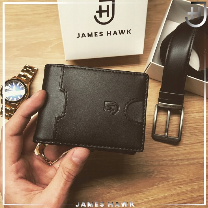 James Hawk Smart Wallet Skórzany portfel męski Slim Cienki 1,5 cm RFID