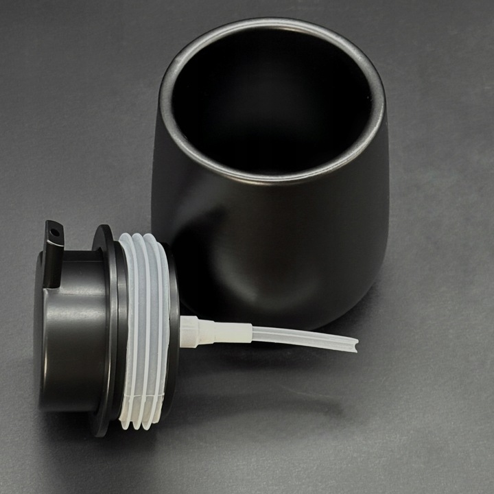 Dozownik mydła Dyspenser Płynu Ceramiczny Czarny Duży Ręczny z pompką