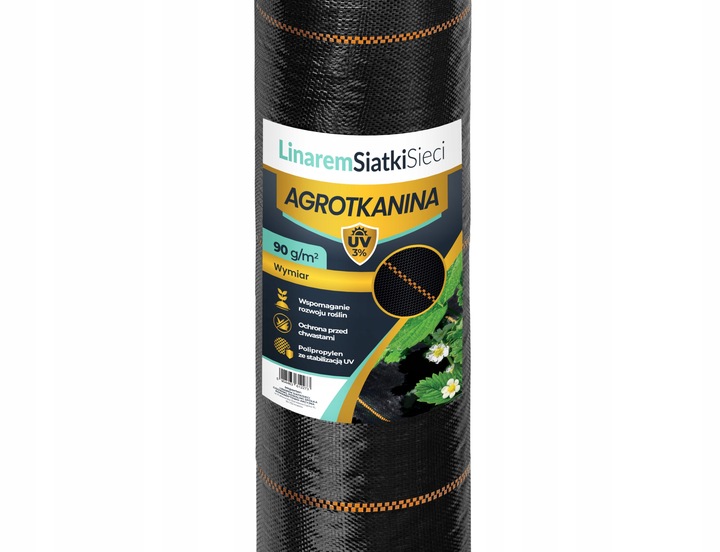 AGROTKANINA 90g 1,6x50m CZARNA AGROWŁÓKNINA UV 3% ANTYCHWASTOWA +