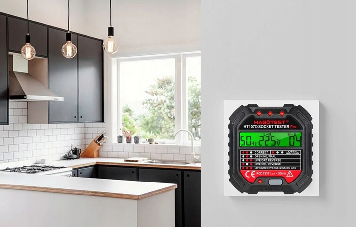 Habotest Ht107d Tester Gniazd Elektrycznych Z Wyświetlaczem LCD Test RCD