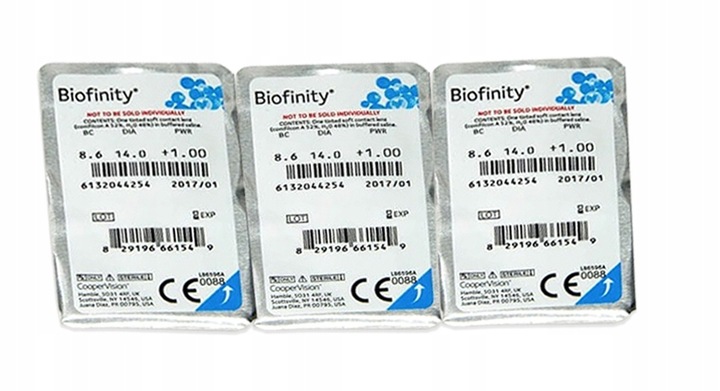 Soczewki miesięczne Biofinity, 6 szt. -2.00
