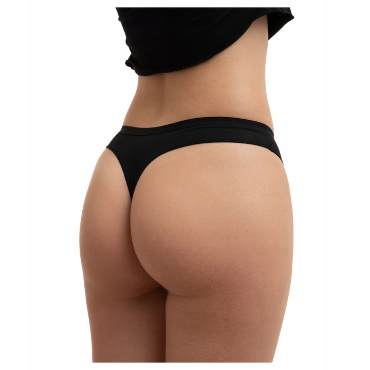 3x Majtki STRINGI DAMSKIE BAWEŁNIANE CZARNE - ZESTAW - PREMIUM - RUBENTI