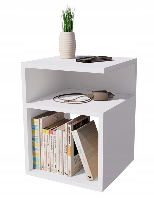 Szafka nocna szóstka, stolik bez szuflad, biały, sypialnia