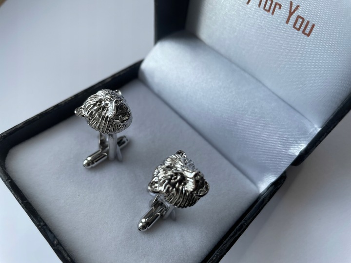 Spinki do mankietów EXC Miś Niedźwiadek Gryzli Głowa Misia w białym Etui