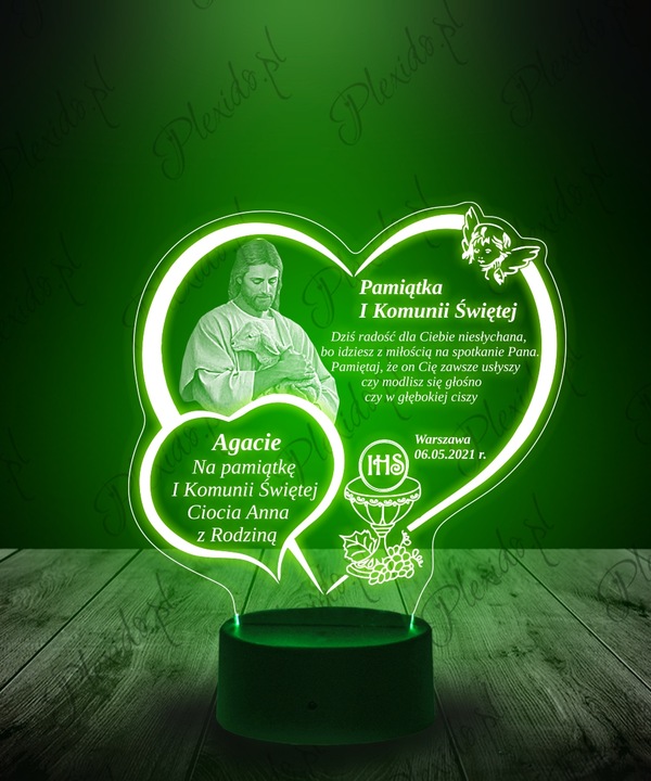 Lampka Plexido Statuetka Led Pamiątka Pierwsza Komunia Święta Jezus