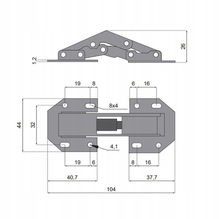 4x ZAWIAS MEBLOWY BEZPUSZKOWY DUŻY ZAWIAS NAKŁADANY ZAWIAS TŁOCZKOWY