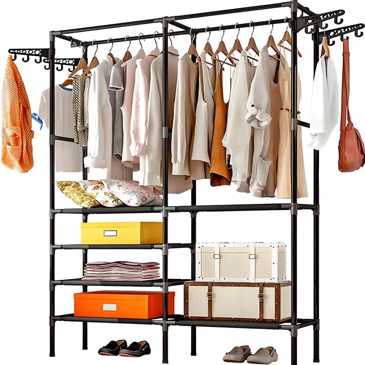 Wieszak na Ubrania Stojący Stojak Loft Czarny Wieszaki Podłogowy