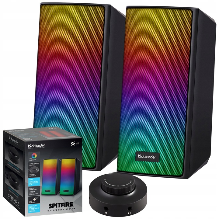 GŁOŚNIKI 2.0 DO LAPTOPA PC KOMPUTEROWE GAMINGOWE LED RGB USB 5V 8W DEFENDER