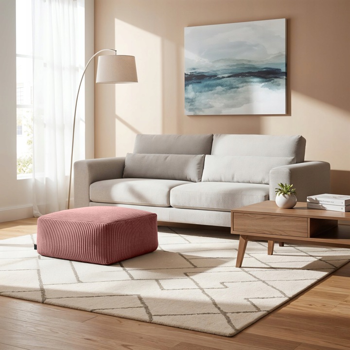 NOWOCZESNA PUFA PUF SIEDZISKO 45 CM KWADRATOWA DO SALONU PODNÓŻEK