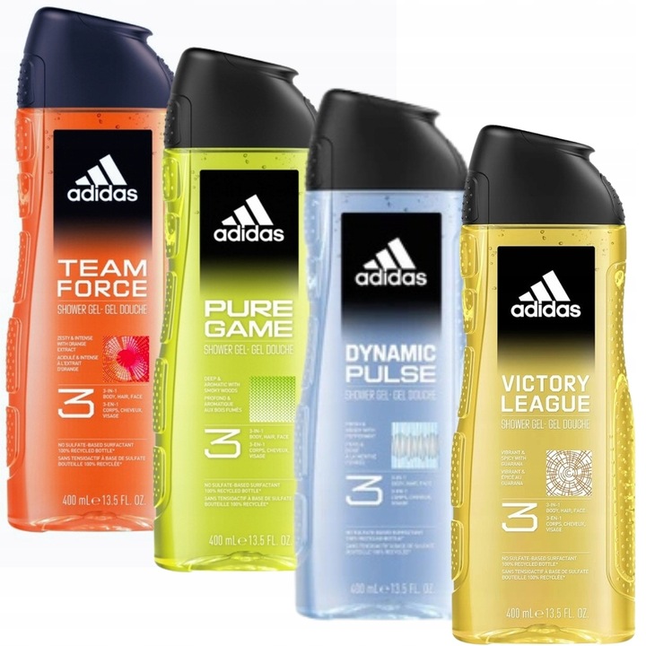 Adidas MEN zestaw męskich żeli pod prysznic 3w1 dla mężczyzn 4x 400 ml