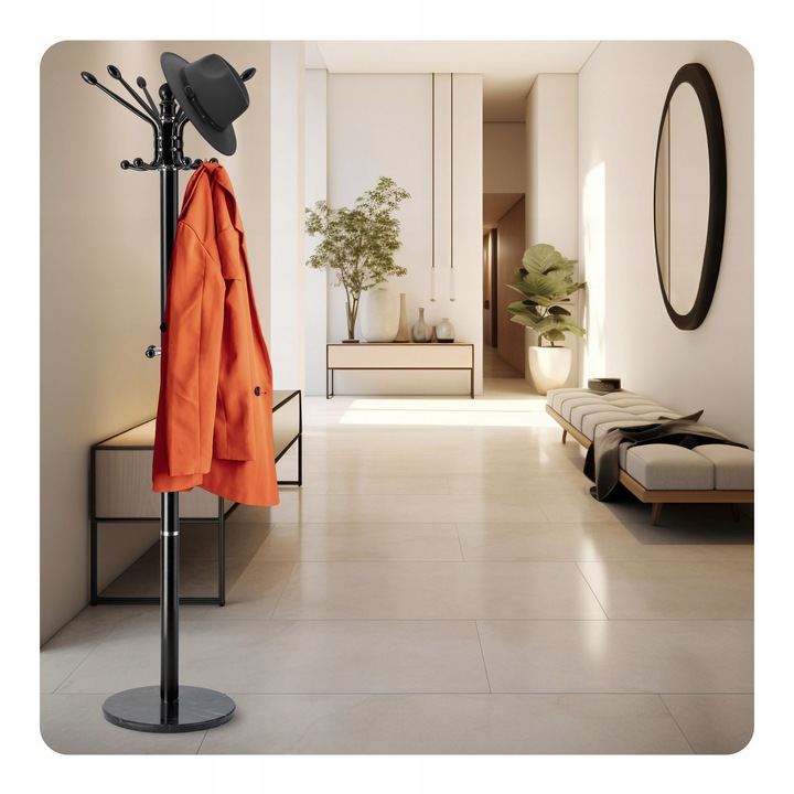 WIESZAK NA UBRANIA STOJĄCY PODŁOGOWY MARMUR CZARNY