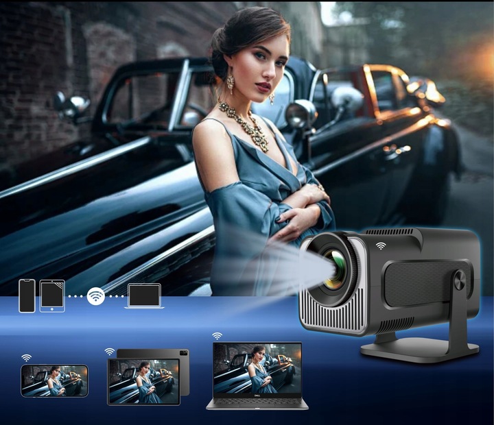 PROJEKTOR RZUTNIK ANDROID TV WIFI LED MINI PRZENOŚNY SMART GŁOŚNIK