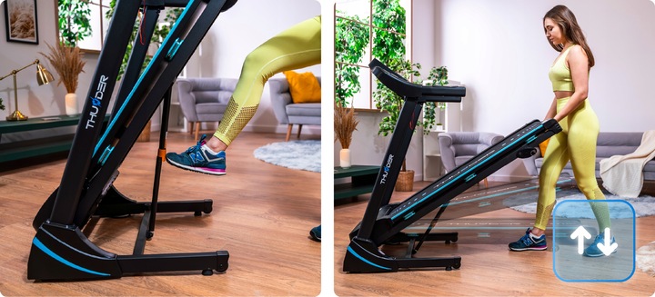 Bieżnia składana elektryczna domowa 140kg aplikacja amortyzacja mocna