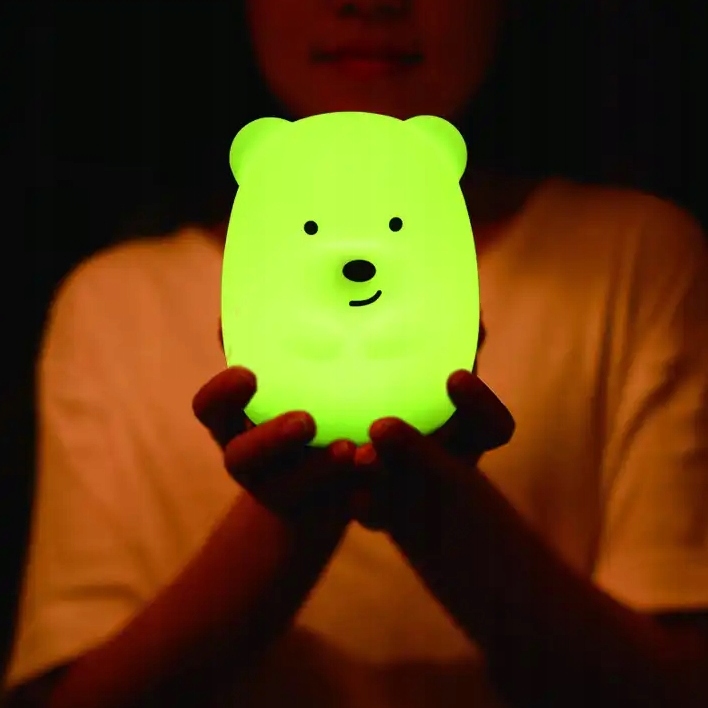 SILIKONOWA LAMPKA NOCNA MIŚ MISIO DLA DZIECI DZIECKA KOLOROWA LED RGB PILOT